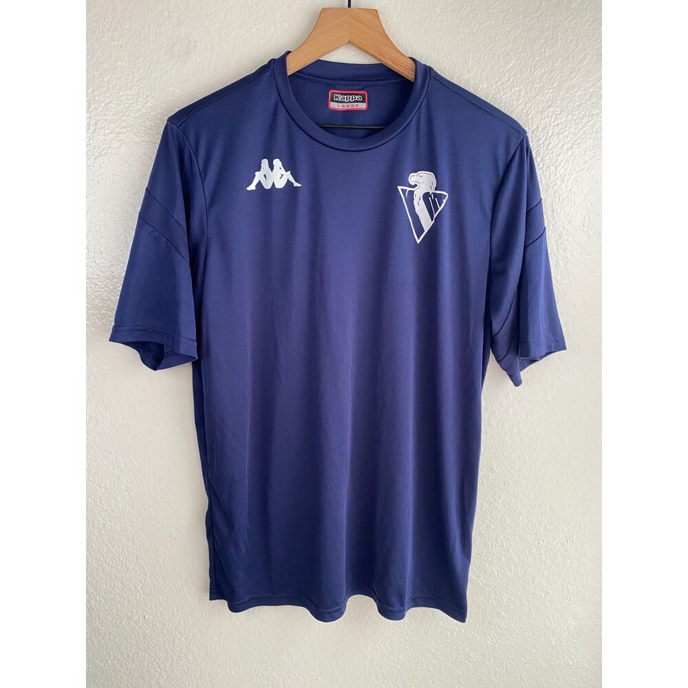 Kappa Mens Large Blue Soccer Jersey Short Sleeve Training Shirt Eagle V Shield